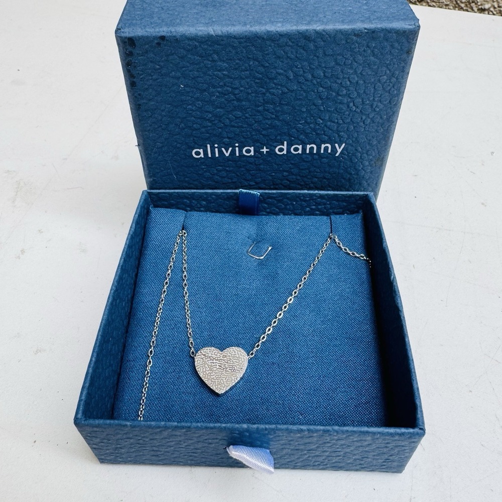 alivia + danny fingerprint stainless steel heart necklace Jewelry